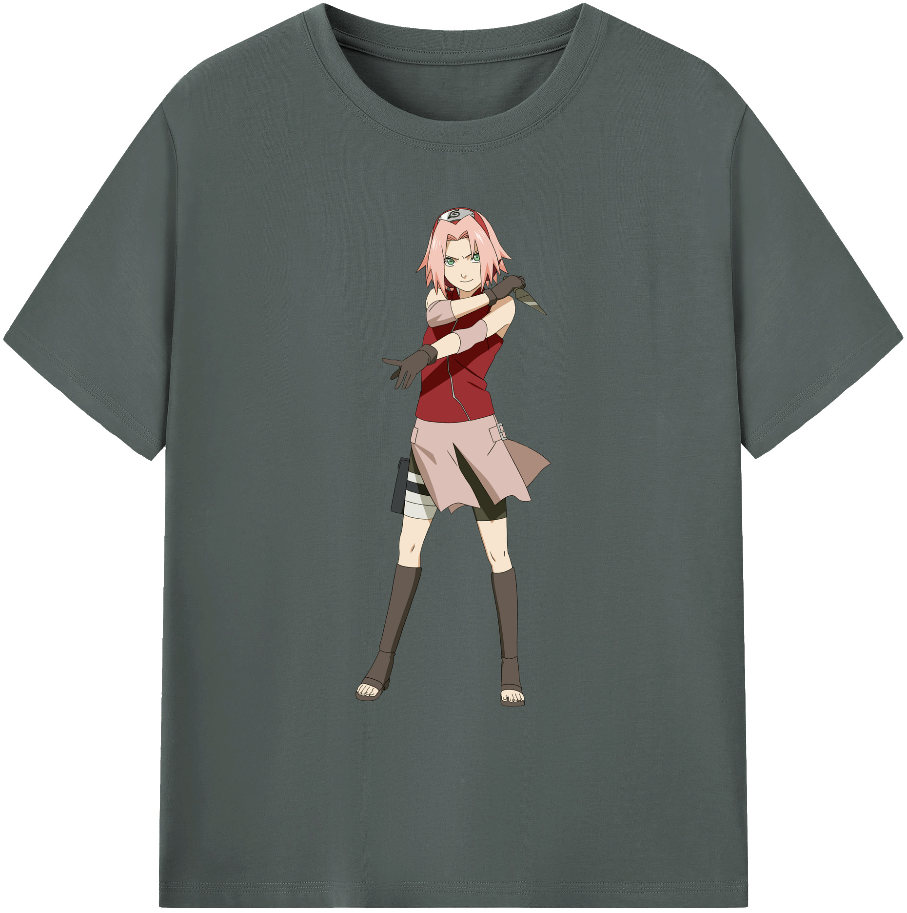 （画像用） NARUTO -ナルト- 春野サクラ Haruno Sakura 綿100％ メンズ半袖Tシャツ｜肌触りやわらか＆通気性